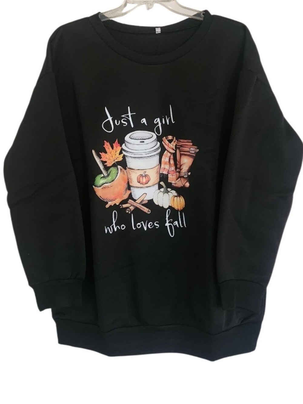 Just a Girl Who Loves Fall Black Crewneck Sweatshirt Sz XXL Nwt
